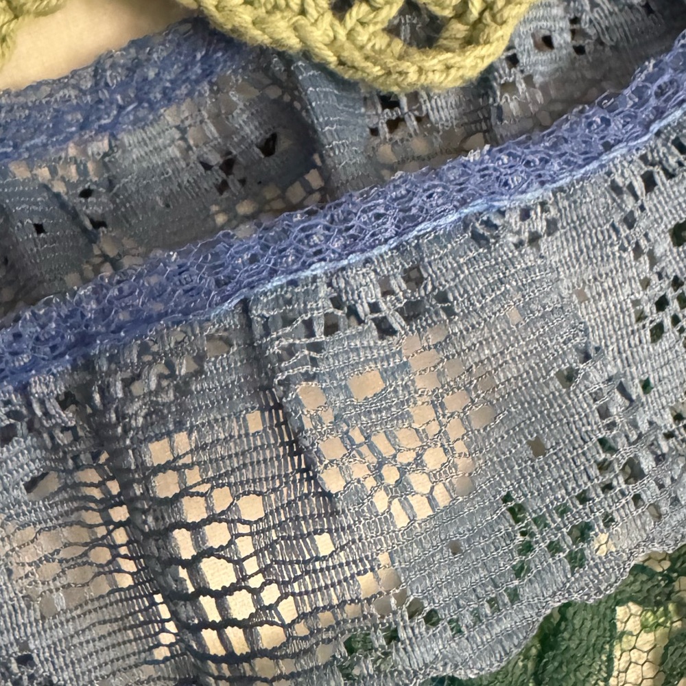 Hand Slow‎ Stitch Blue 50+ Upcycled Fabric Lace Button Junk Journal Kit VTG - Picture 5 of 5